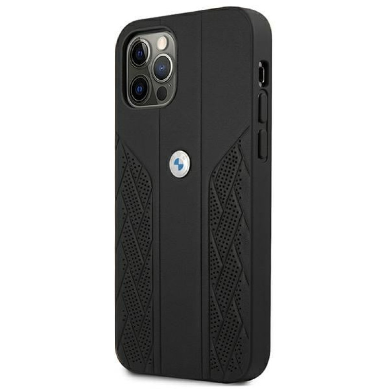 BMW BMHCP12LRSPPK Curve Perforate δερμάτινη σκληρή θήκη για Apple iPhone 12 Pro Max, μαύρη