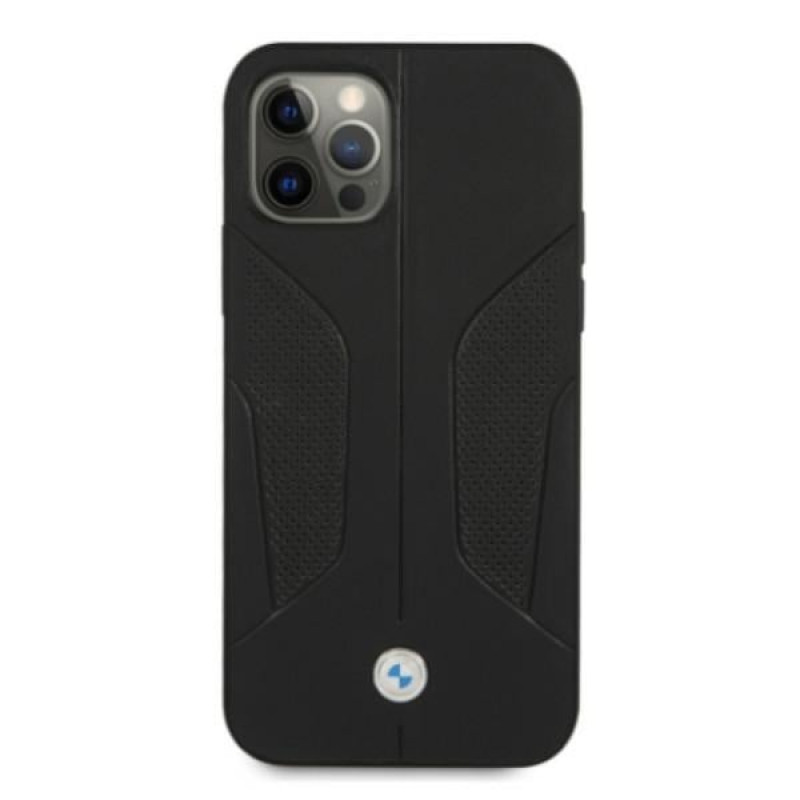 BMW BMHCP12MRSCSK Perforate Sides δερμάτινη σκληρή θήκη για Apple iPhone 12 / 12 Pro, μαύρη