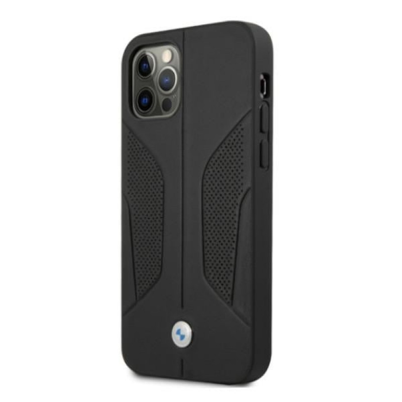 BMW BMHCP12LRSCSK Perforate Sides δερμάτινη σκληρή θήκη για Apple iPhone 12 Pro Max, μαύρη