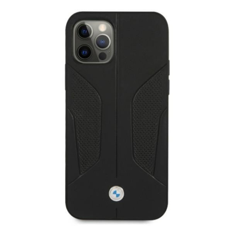 BMW BMHCP12LRSCSK Perforate Sides δερμάτινη σκληρή θήκη για Apple iPhone 12 Pro Max, μαύρη
