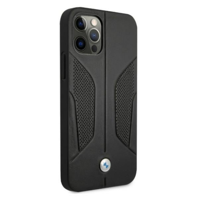 BMW BMHCP12LRSCSK Perforate Sides δερμάτινη σκληρή θήκη για Apple iPhone 12 Pro Max, μαύρη