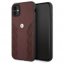 BMW BMHCN61RSPPR Leather Curve Perforate σκληρή θήκη για Apple iPhone 11, κόκκινη