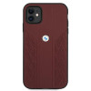 BMW BMHCN61RSPPR Leather Curve Perforate σκληρή θήκη για Apple iPhone 11, κόκκινη