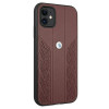 BMW BMHCN61RSPPR Leather Curve Perforate σκληρή θήκη για Apple iPhone 11, κόκκινη