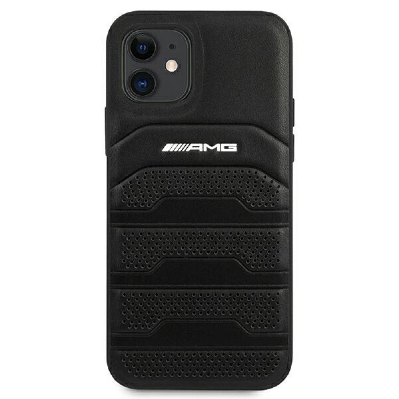 Mercedes-AMG AMHCP12SGSEBK Leather Debossed Lines σκληρή θήκη για Apple iPhone 12 mini, μαύρη