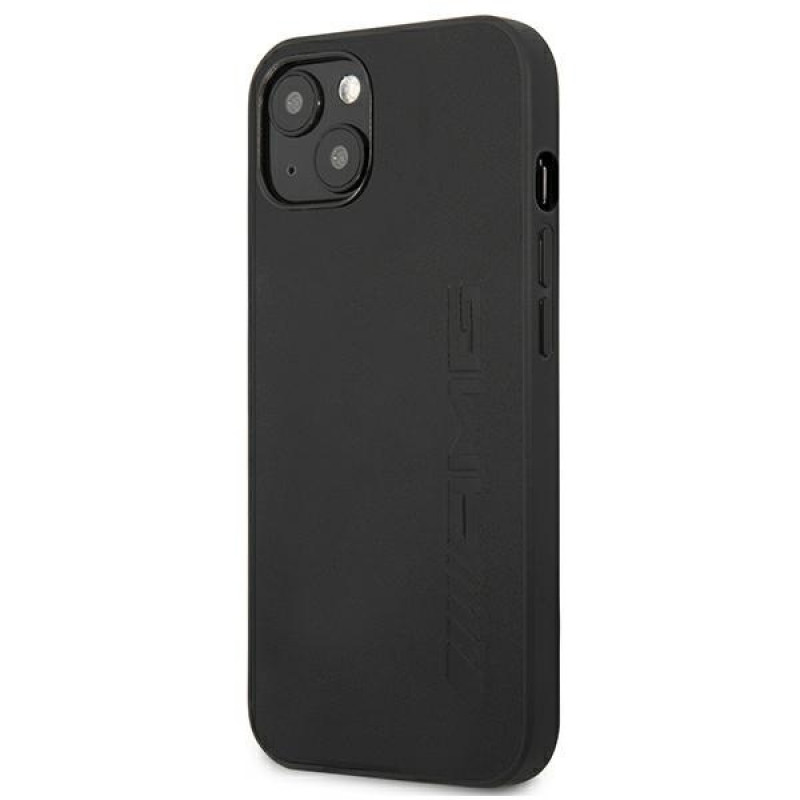 Mercedes-AMG AMHCP13MDOLBK Leather Hot Stamped σκληρή θήκη για Apple iPhone 13, μαύρη