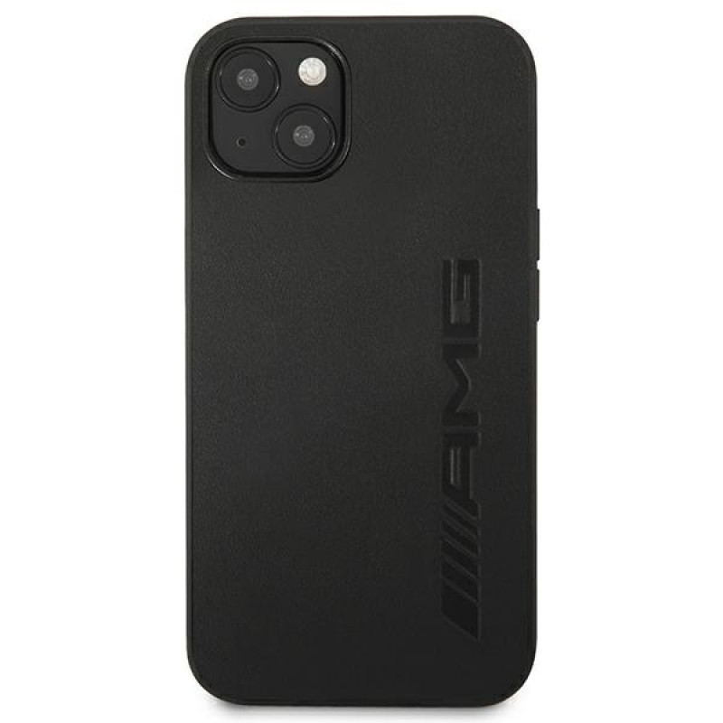 Mercedes-AMG AMHCP13MDOLBK Leather Hot Stamped σκληρή θήκη για Apple iPhone 13, μαύρη