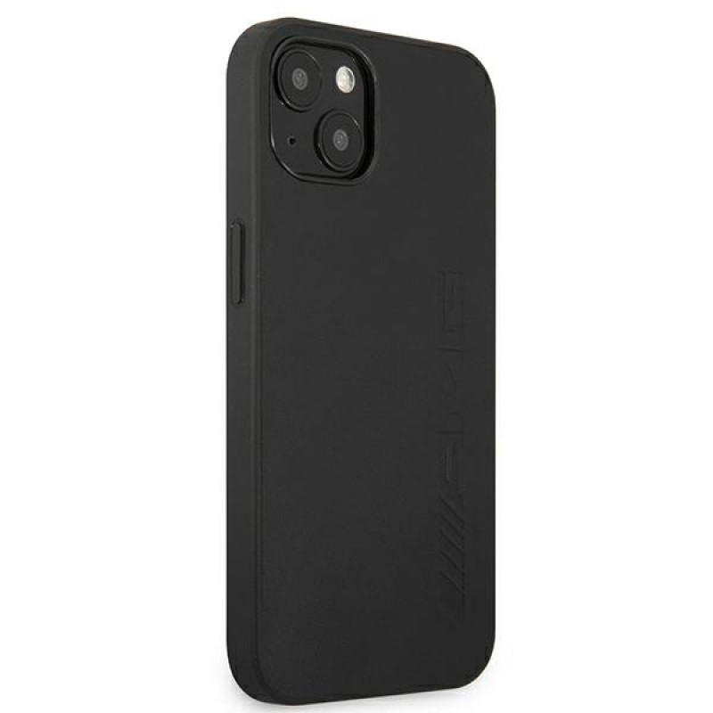 Mercedes-AMG AMHCP13MDOLBK Leather Hot Stamped σκληρή θήκη για Apple iPhone 13, μαύρη