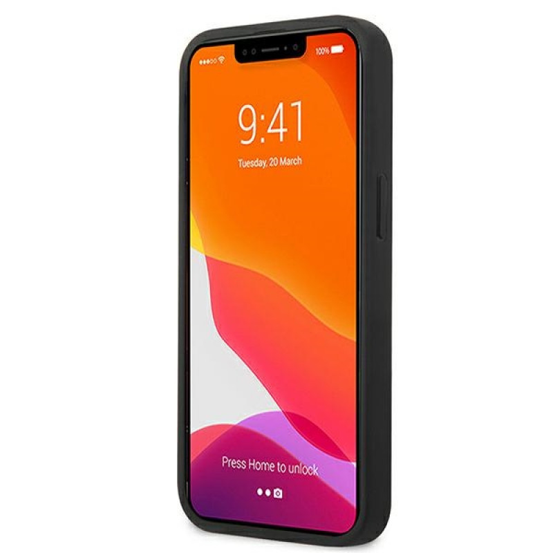 Mercedes-AMG AMHCP13MDOLBK Leather Hot Stamped σκληρή θήκη για Apple iPhone 13, μαύρη