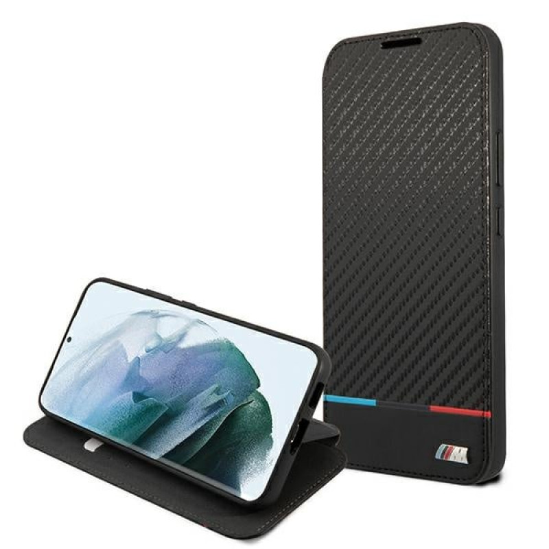 BMW BMBKS22MPUCARTCBK θήκη τύπου βιβλίο για Samsung Galaxy S22+, M Collection Triangles, μαύρη