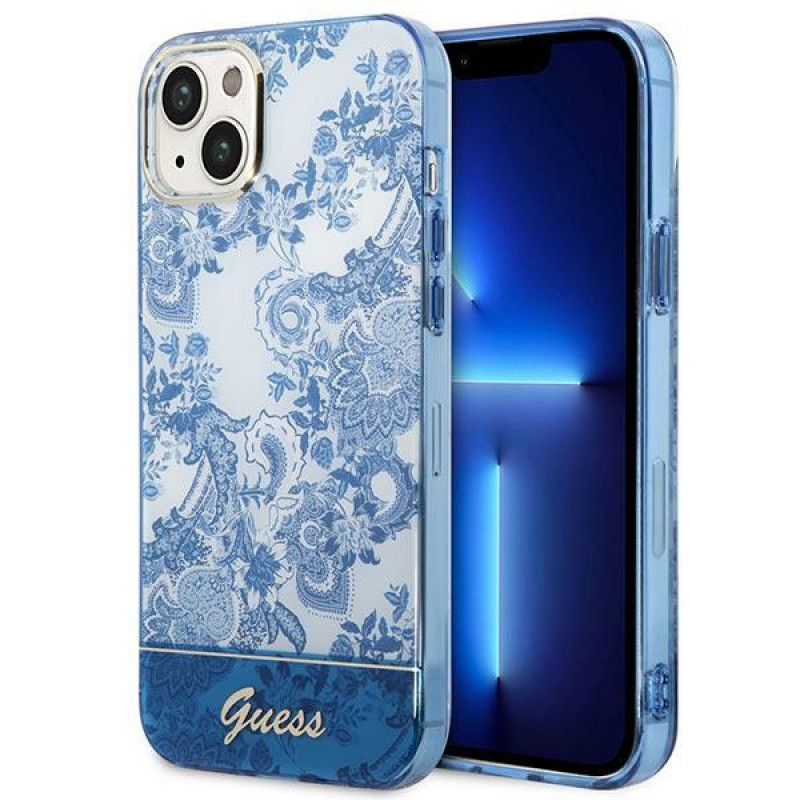 Guess GUHCP14MHGPLHB σκληρή θήκη για Apple iPhone 14 Plus / 15 Plus, Porcelain Collection, μπλε