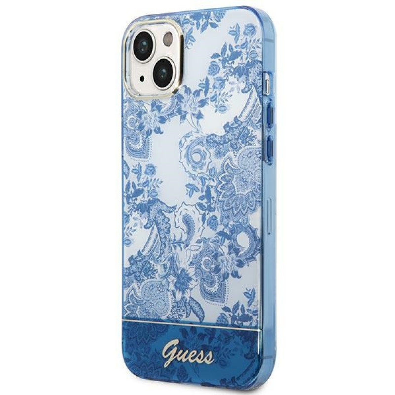 Guess GUHCP14MHGPLHB σκληρή θήκη για Apple iPhone 14 Plus / 15 Plus, Porcelain Collection, μπλε