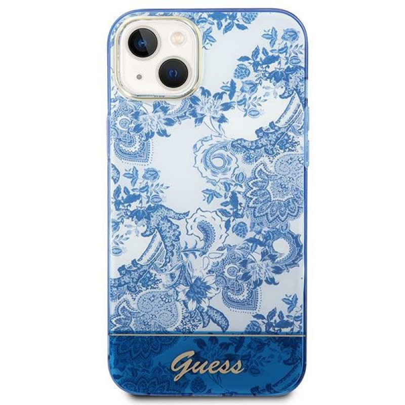 Guess GUHCP14MHGPLHB σκληρή θήκη για Apple iPhone 14 Plus / 15 Plus, Porcelain Collection, μπλε