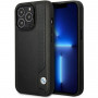 BMW BMHCP14L22RBDK Leather Blue Dots σκληρή θήκη για iPhone 14 Pro 6,1", μαύρη