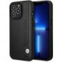BMW BMHCP14X22RBDK Leather Blue Dots σκληρή θήκη για iPhone 14 Pro Max 6,7", μαύρη