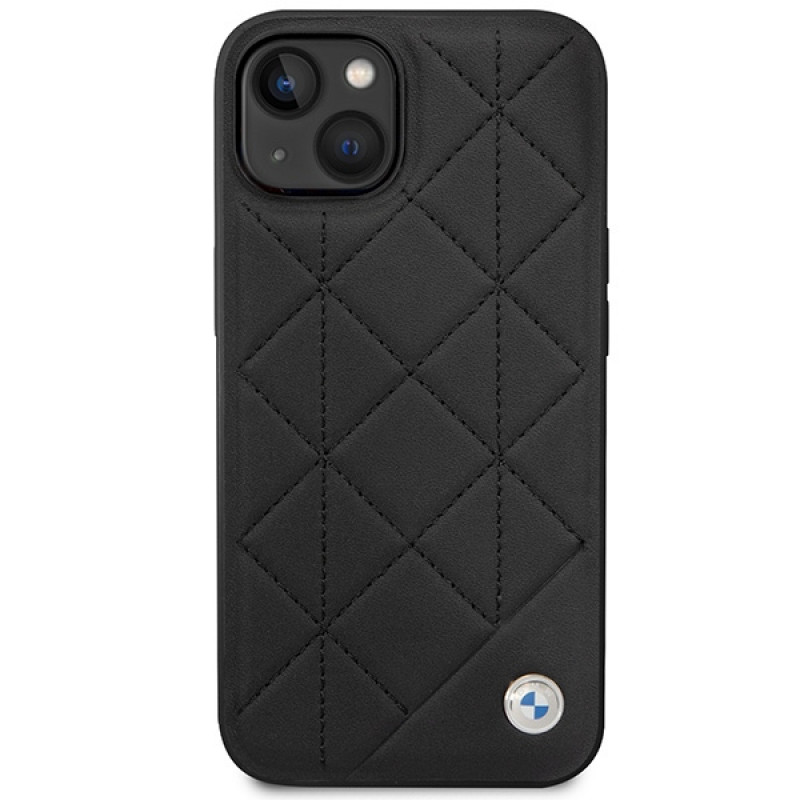 BMW BMHCP14S22RQDK Leather Quilted σκληρή θήκη για iPhone 14 6,1", μαύρη