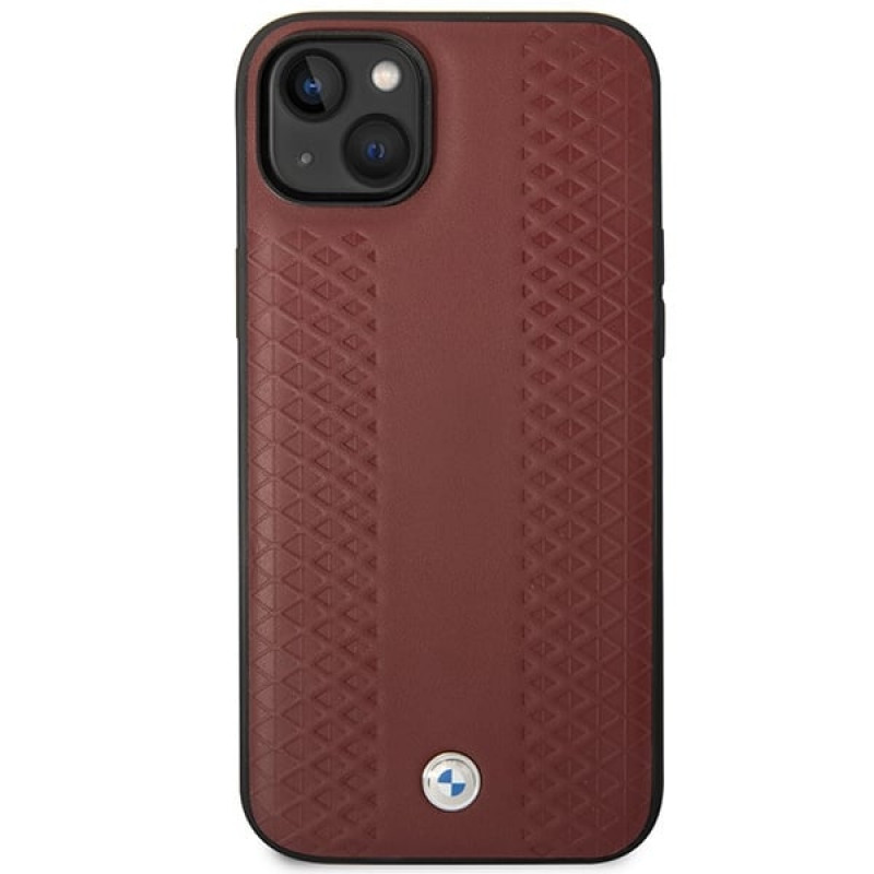 BMW BMHCP14S22RFGR Leather Diamond Pattern σκληρή θήκη για iPhone 14 6,1", μπορντό
