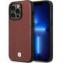 BMW BMHCP14X22RFGR Leather Diamond Pattern σκληρή θήκη για iPhone 14 Pro Max 6,7", μπορντό