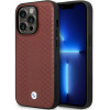 BMW BMHCP14X22RFGR Leather Diamond Pattern σκληρή θήκη για iPhone 14 Pro Max 6,7", μπορντό