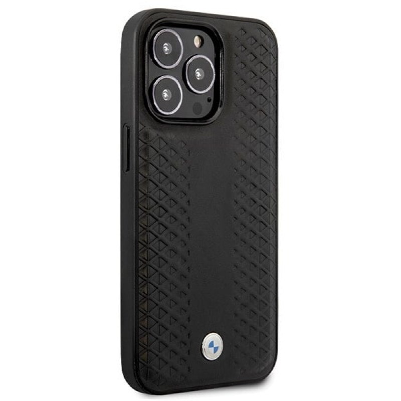 BMW BMHCP14L22RFGK Leather Diamond Pattern σκληρή θήκη για iPhone 14 Pro 6,1", μαύρη