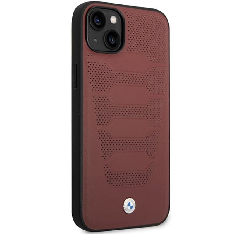 BMW BMHCP14S22RPSR θήκη για iPhone 14, μπορντό, Leather Seats Pattern