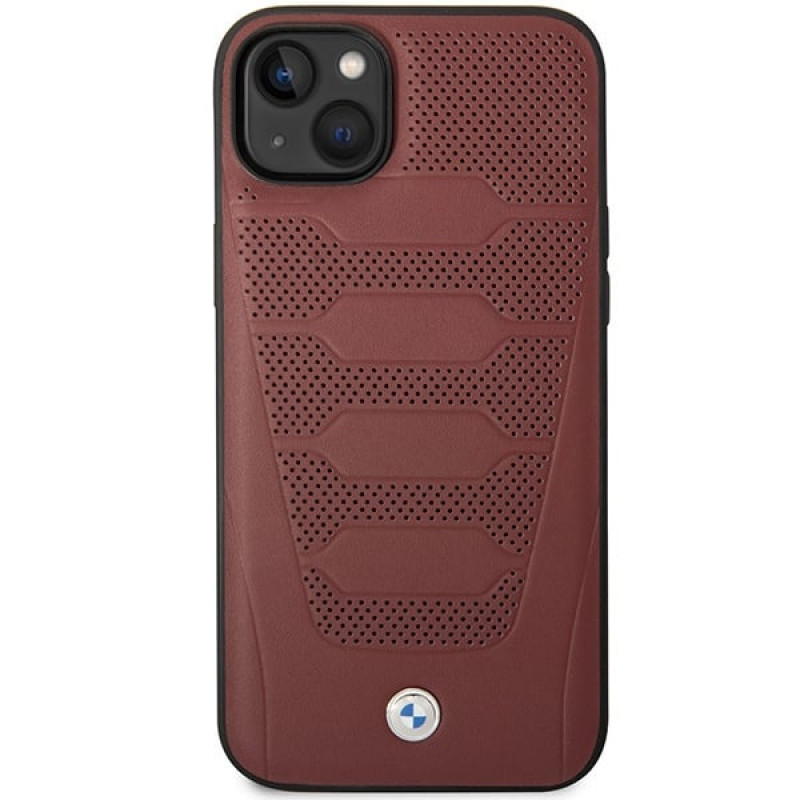 BMW BMHCP14S22RPSR θήκη για iPhone 14, μπορντό, Leather Seats Pattern