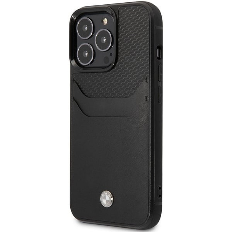BMW BMHCP14X22RSEPK θήκη για iPhone 14 Pro Max, μαύρη, Leather Card Slot