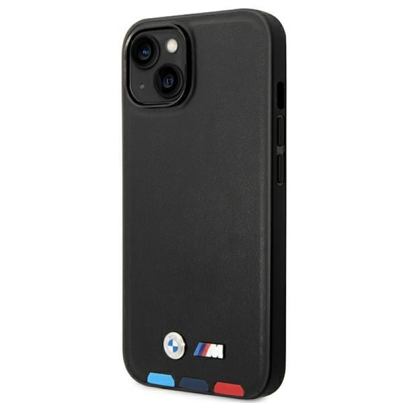 BMW BMHCP14M22PTDK θήκη για iPhone 14 Plus, μαύρη, Leather Stamp Tricolor