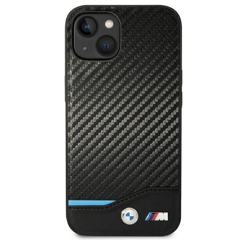 BMW BMHCP14M22NBCK θήκη για iPhone 14 Plus, μαύρη, Leather Carbon