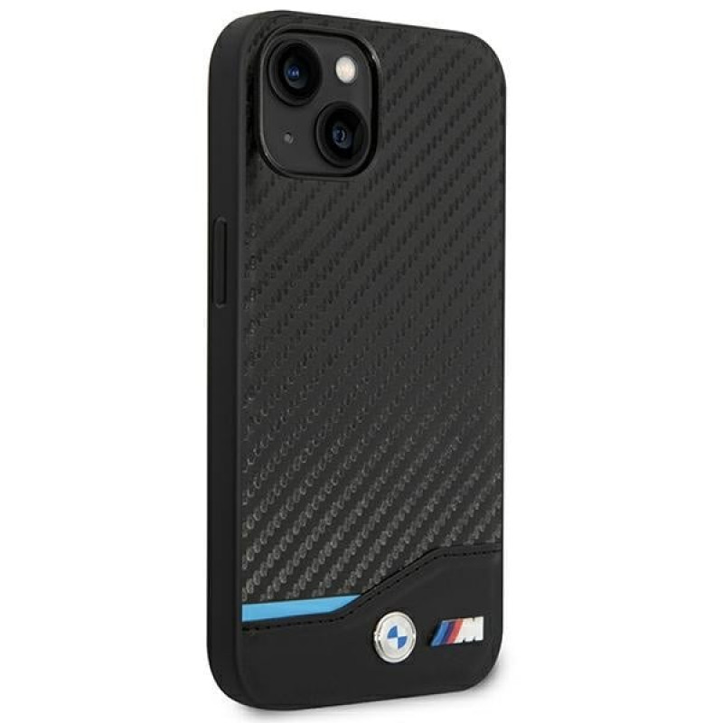 BMW BMHCP14M22NBCK θήκη για iPhone 14 Plus, μαύρη, Leather Carbon