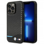 BMW BMHCP14L22NBCK θήκη για iPhone 14 Pro, μαύρη, Leather Carbon