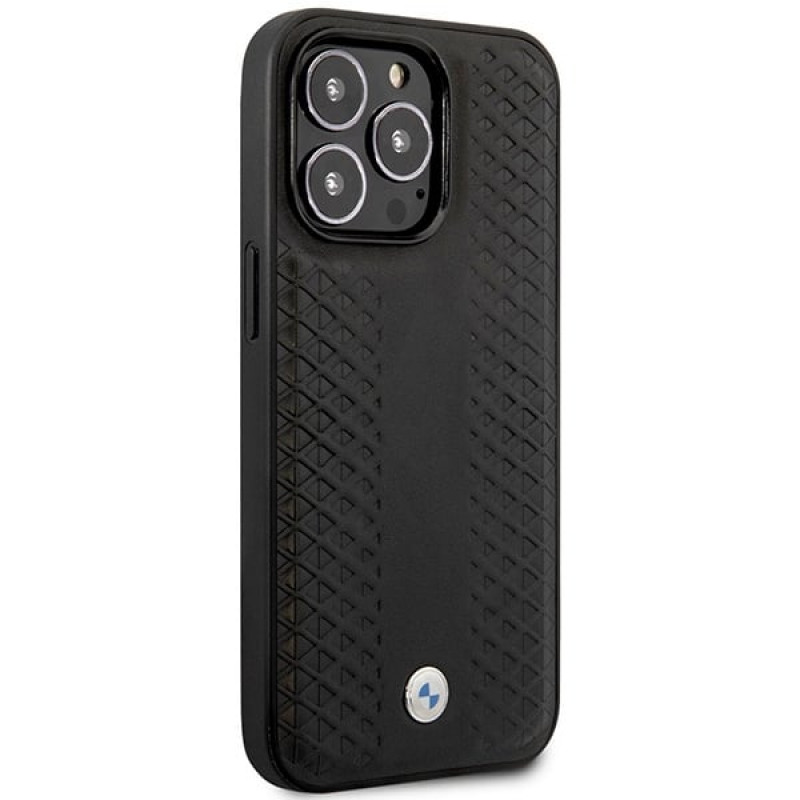 BMW BMHMP14L22RFGK Leather Diamond Pattern MagSafe θήκη για Apple iPhone 14 Pro 6,1″, μαύρη