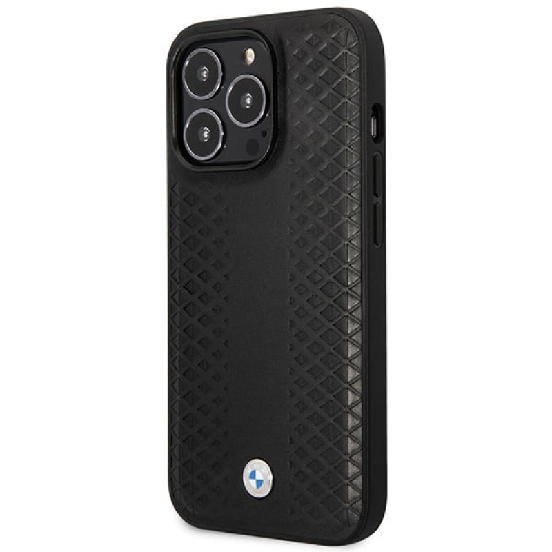 BMW BMHMP14X22RFGK Leather Diamond Pattern MagSafe θήκη για Apple iPhone 14 Pro Max 6,7″, μαύρη