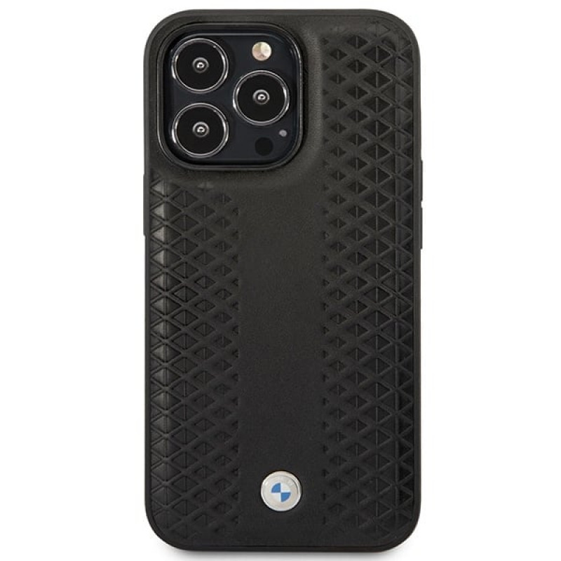 BMW BMHMP14X22RFGK Leather Diamond Pattern MagSafe θήκη για Apple iPhone 14 Pro Max 6,7″, μαύρη