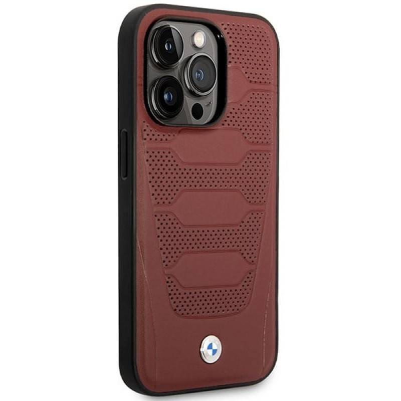 BMW BMHMP14L22RPSR Leather Seats Pattern MagSafe θήκη για Apple iPhone 14 Pro 6,1″, μπορντό