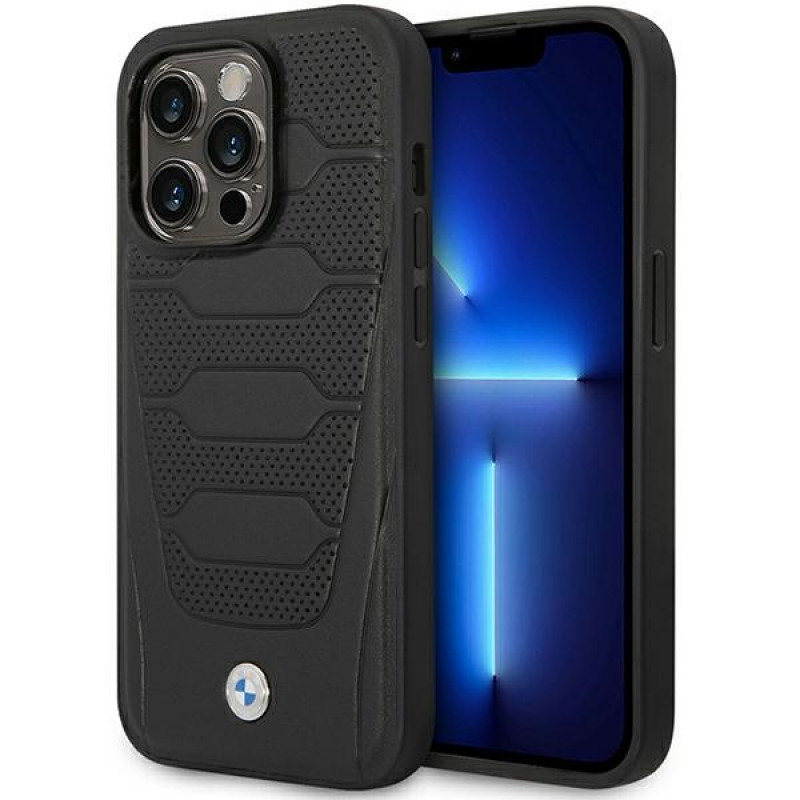 BMW BMHMP14L22RPSK Leather Seats Pattern MagSafe θήκη για Apple iPhone 14 Pro 6,1″, μαύρη