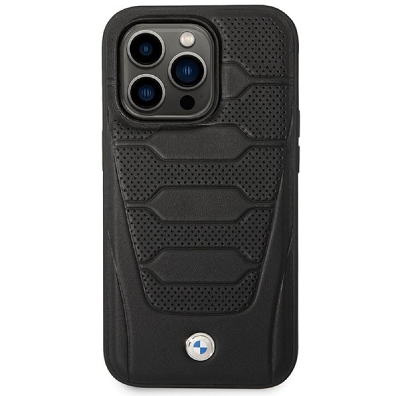 BMW BMHMP14L22RPSK Leather Seats Pattern MagSafe θήκη για Apple iPhone 14 Pro 6,1″, μαύρη