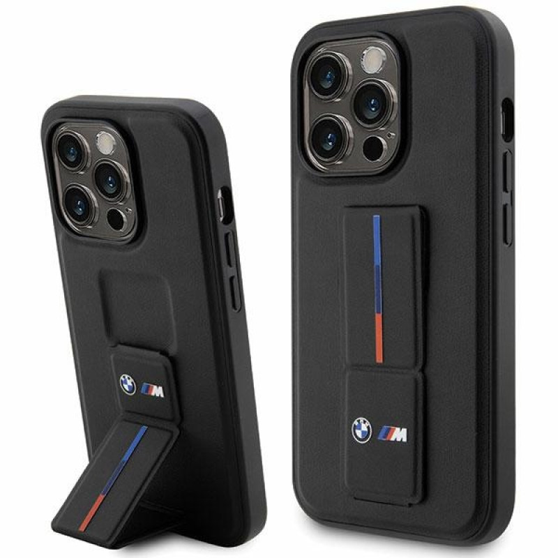 BMW BMHCP14L22GSLK Grip Stand Hot Stamp σκληρή θήκη για Apple iPhone 14 Pro, μαύρη