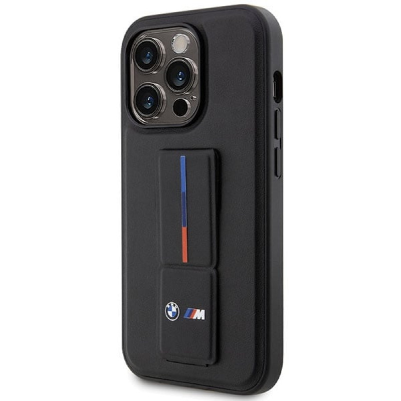 BMW BMHCP14L22GSLK Grip Stand Hot Stamp σκληρή θήκη για Apple iPhone 14 Pro, μαύρη