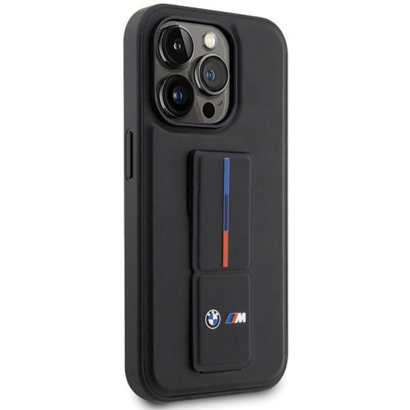 BMW BMHCP14L22GSLK Grip Stand Hot Stamp σκληρή θήκη για Apple iPhone 14 Pro, μαύρη