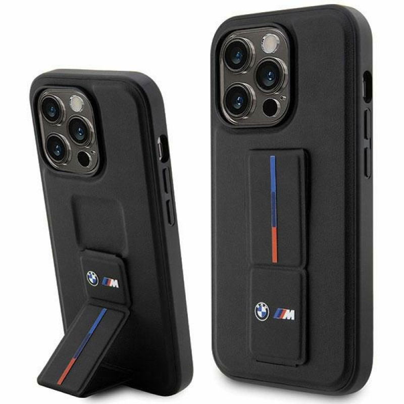 BMW BMHCP14X22GSLK Grip Stand Hot Stamp σκληρή θήκη για Apple iPhone 14 Pro Max, μαύρη