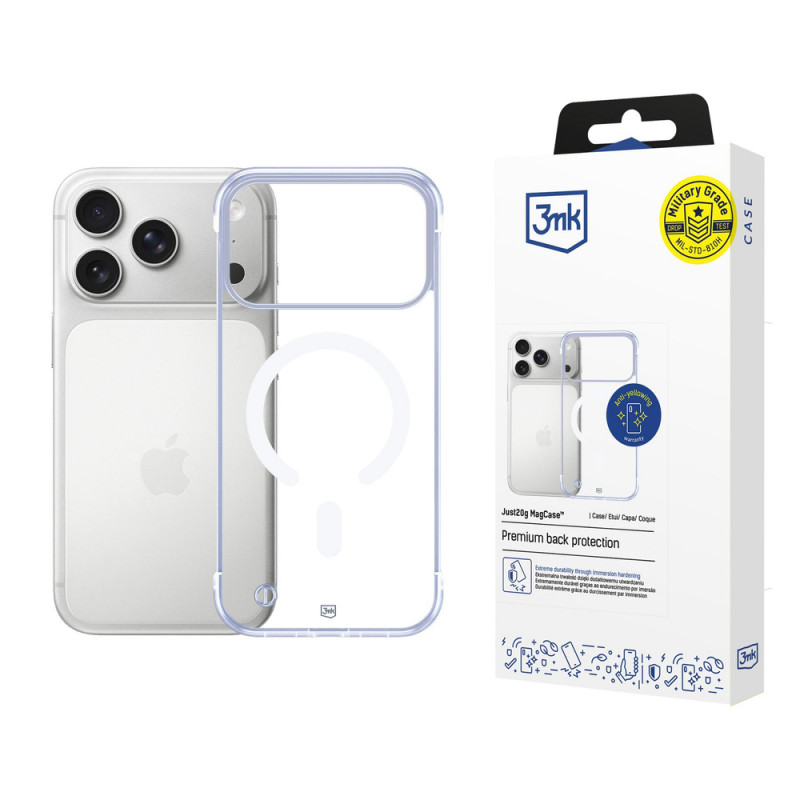 3mk Just20g MagCase θήκη για Apple iPhone 17 Pro Max, διάφανη, πολυανθρακικό