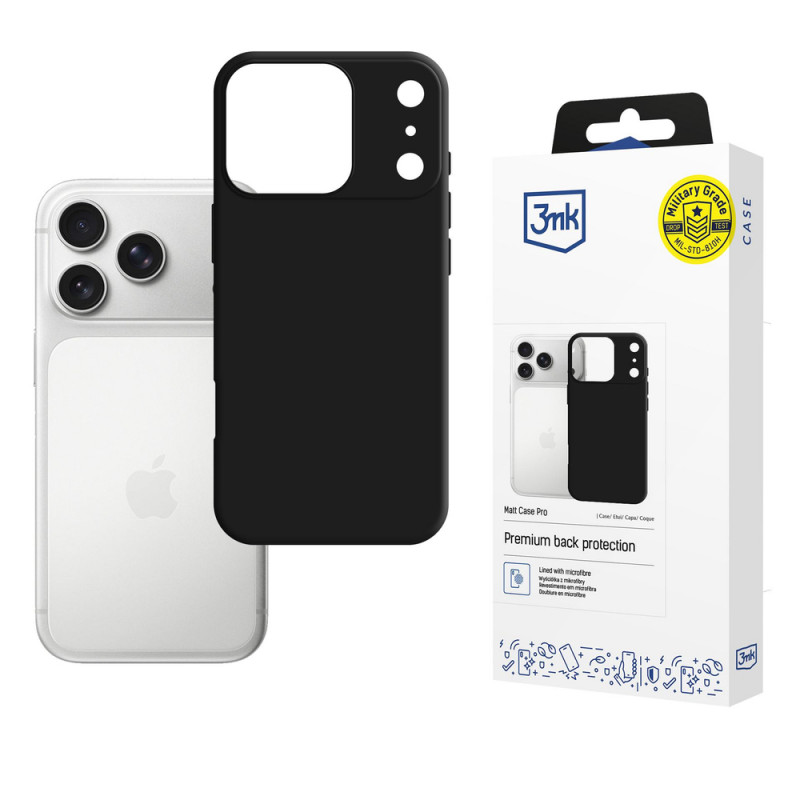3mk Matt Case Pro θήκη για Apple iPhone 17 Pro Max, ματ μαύρη