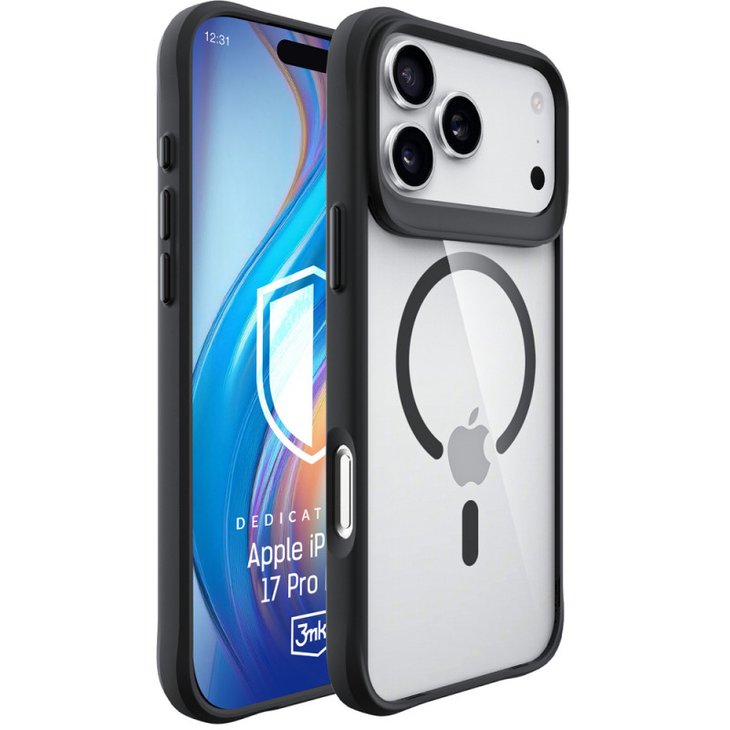 3mk Satin Armor MagCase θήκη για Apple iPhone 17 Pro Max, διάφανη μαύρη