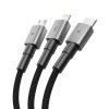 Tech-Protect UltraBoost DNA καλώδιο 3 σε 1 USB-A σε Lightning / USB-C / Micro-USB, 3 A, 120 cm, γκρι σιδήρου