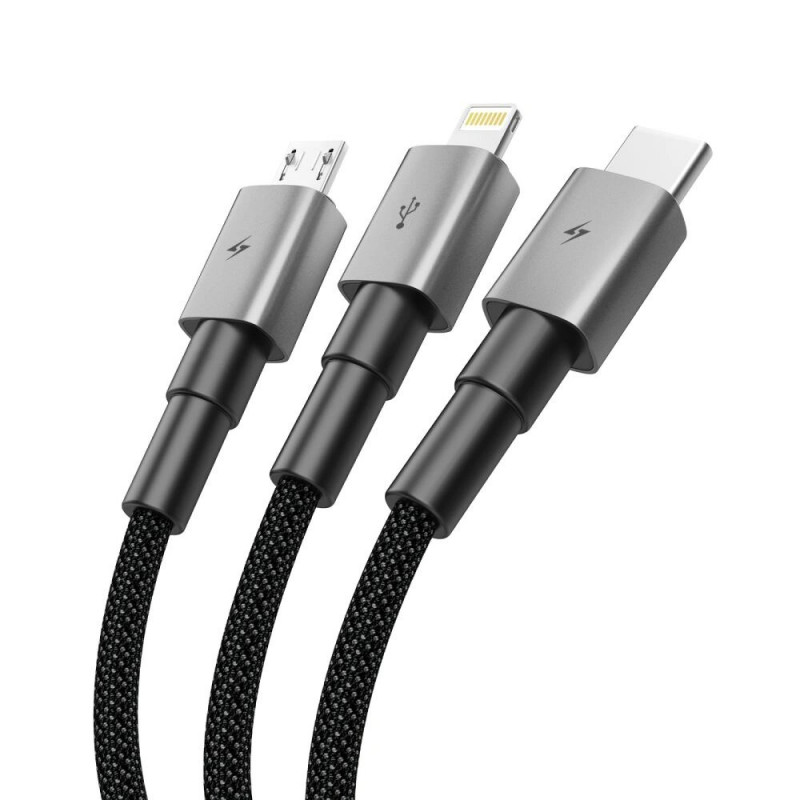 Tech-Protect UltraBoost DNA καλώδιο 3 σε 1 USB-A σε Lightning / USB-C / Micro-USB, 3 A, 120 cm, γκρι σιδήρου