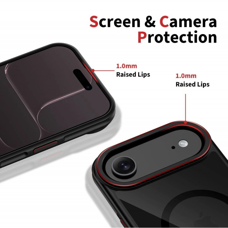Tech-Protect MagHybrid MagSafe θήκη για Apple iPhone Air, μαύρο/κόκκινο