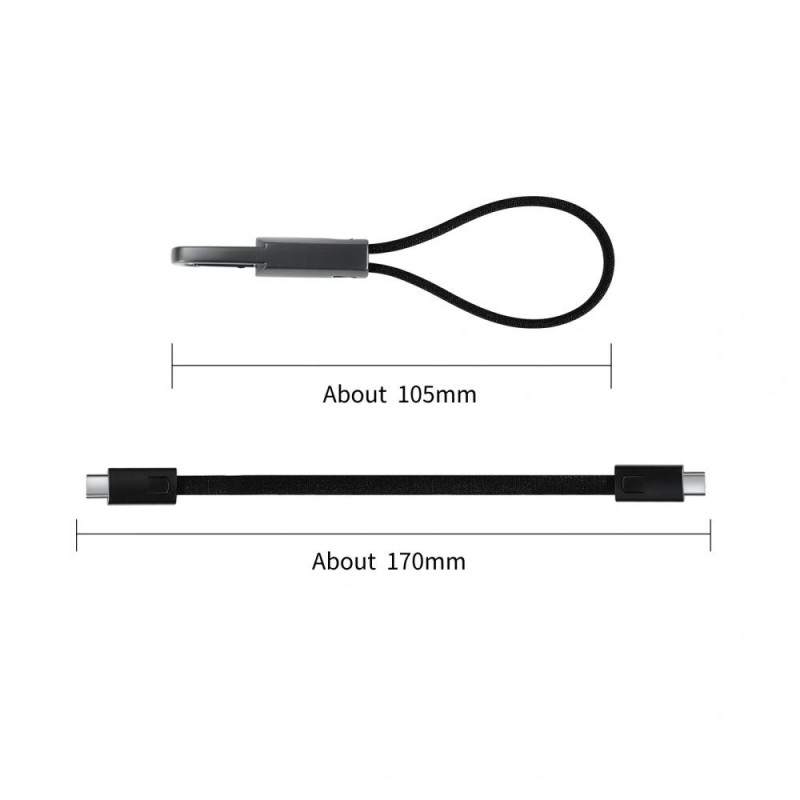 Tech-Protect Ultraboost DNA καλώδιο μπρελόκ USB-C / USB-C PD 60W / 3A, 17 cm, γκρι σιδήρου