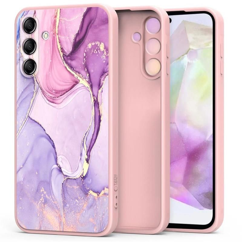 Tech-Protect Icon θήκη σιλικόνης για Samsung Galaxy S25 FE, μάρμαρο, ροζ