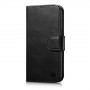 iCarer Oil Wax Wallet Case 2in1 δερμάτινη θήκη με καπάκι για iPhone 14 Plus, Anti-RFID, μαύρη (WMI14220723-BK)